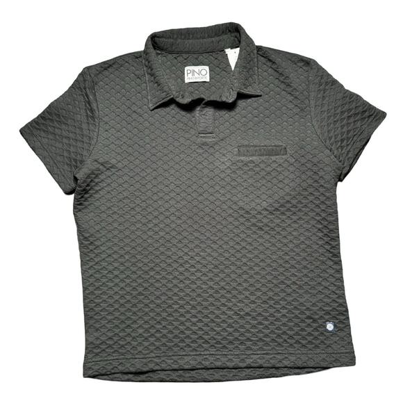 PINO BY PINOPORTE Textured Waffle-Knit Polo Black Men's Medium $100+ MSRP - Picture 1 of 5